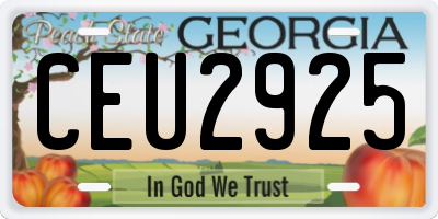 GA license plate CEU2925