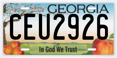 GA license plate CEU2926