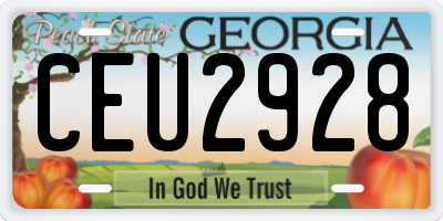 GA license plate CEU2928