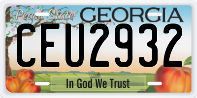 GA license plate CEU2932