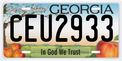 GA license plate CEU2933