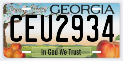 GA license plate CEU2934