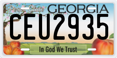 GA license plate CEU2935
