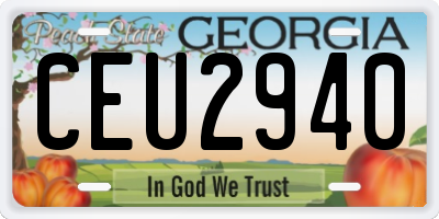 GA license plate CEU2940