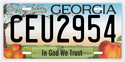 GA license plate CEU2954