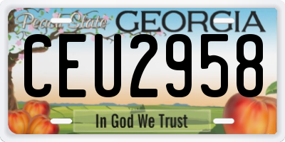 GA license plate CEU2958