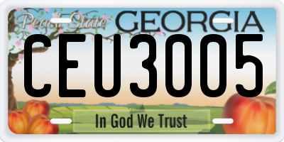 GA license plate CEU3005