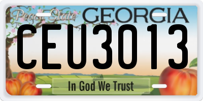 GA license plate CEU3013