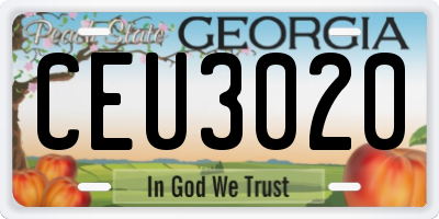GA license plate CEU3020