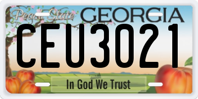 GA license plate CEU3021