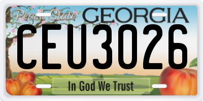 GA license plate CEU3026