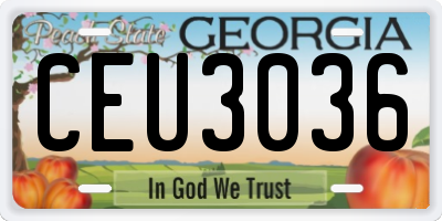 GA license plate CEU3036