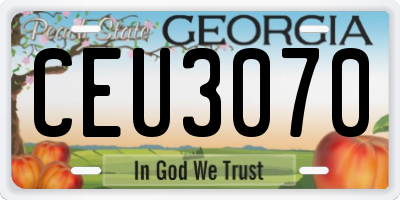 GA license plate CEU3070