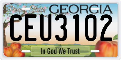 GA license plate CEU3102