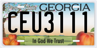 GA license plate CEU3111