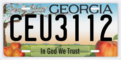 GA license plate CEU3112
