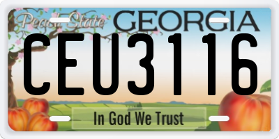 GA license plate CEU3116