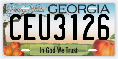GA license plate CEU3126