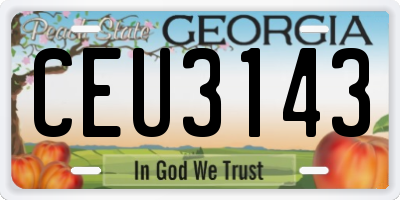 GA license plate CEU3143