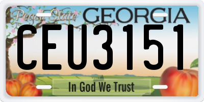 GA license plate CEU3151