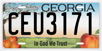 GA license plate CEU3171