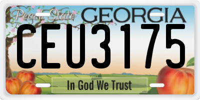 GA license plate CEU3175
