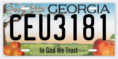GA license plate CEU3181