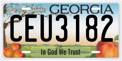 GA license plate CEU3182