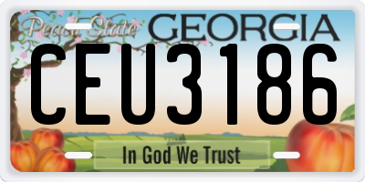 GA license plate CEU3186