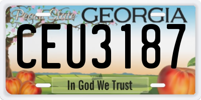GA license plate CEU3187