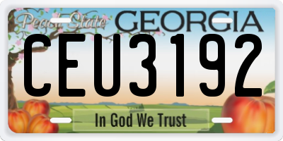 GA license plate CEU3192