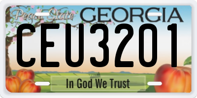 GA license plate CEU3201