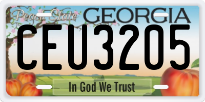GA license plate CEU3205