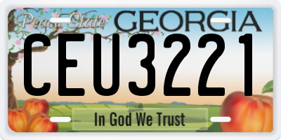 GA license plate CEU3221
