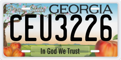 GA license plate CEU3226