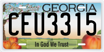 GA license plate CEU3315