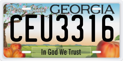 GA license plate CEU3316