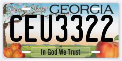 GA license plate CEU3322