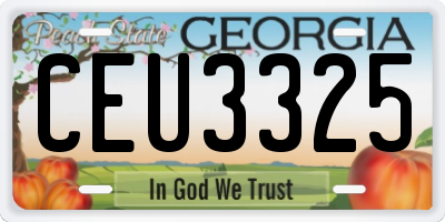 GA license plate CEU3325