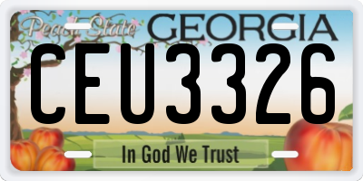 GA license plate CEU3326