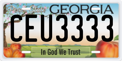 GA license plate CEU3333