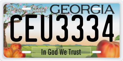 GA license plate CEU3334