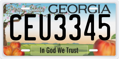GA license plate CEU3345