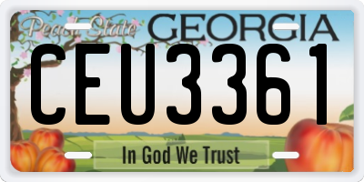 GA license plate CEU3361