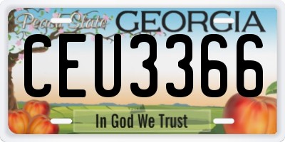 GA license plate CEU3366