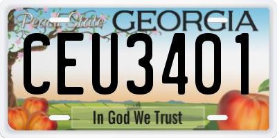 GA license plate CEU3401