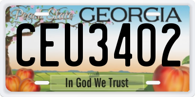 GA license plate CEU3402
