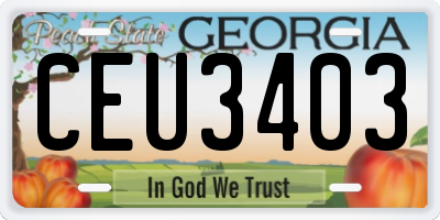 GA license plate CEU3403