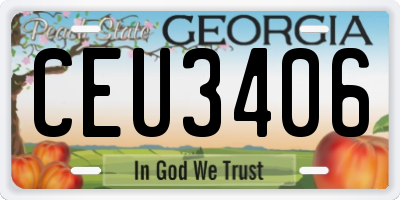 GA license plate CEU3406