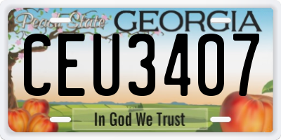 GA license plate CEU3407